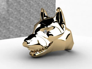 brillianse ring with dog head 3D Print Model