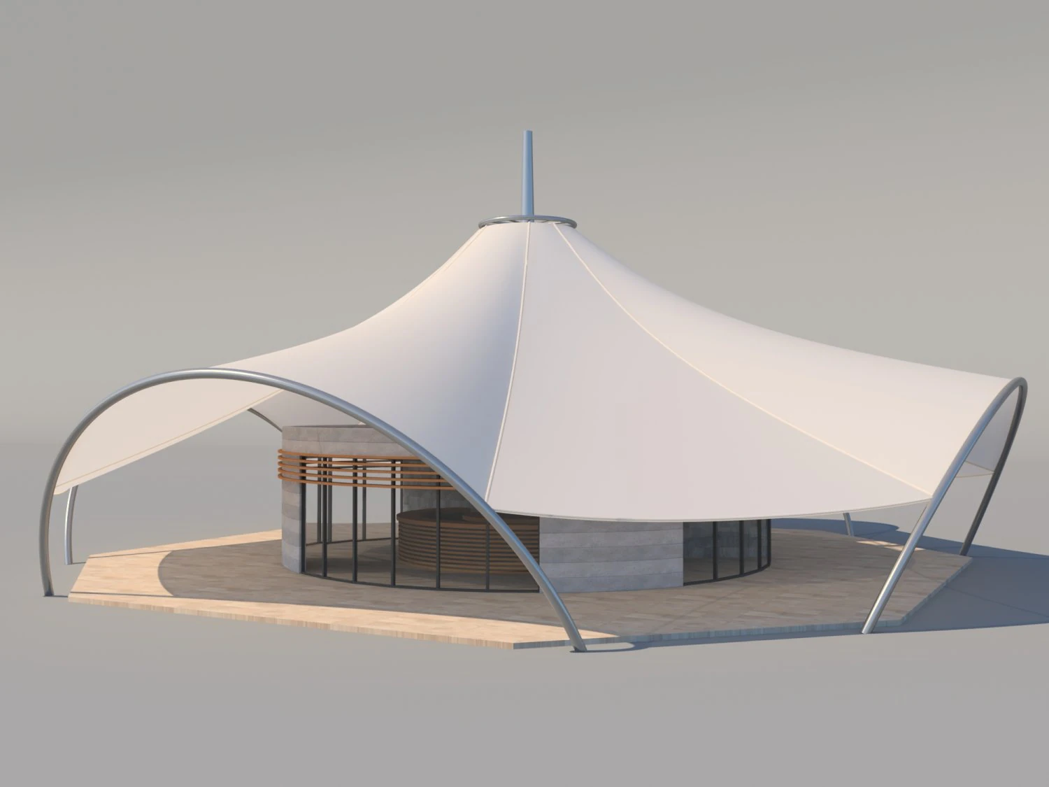cafe with membran 3D Model .c4d .max .obj .3ds .fbx .stl .blend 