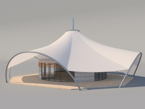 cafe with membran 3D 모델