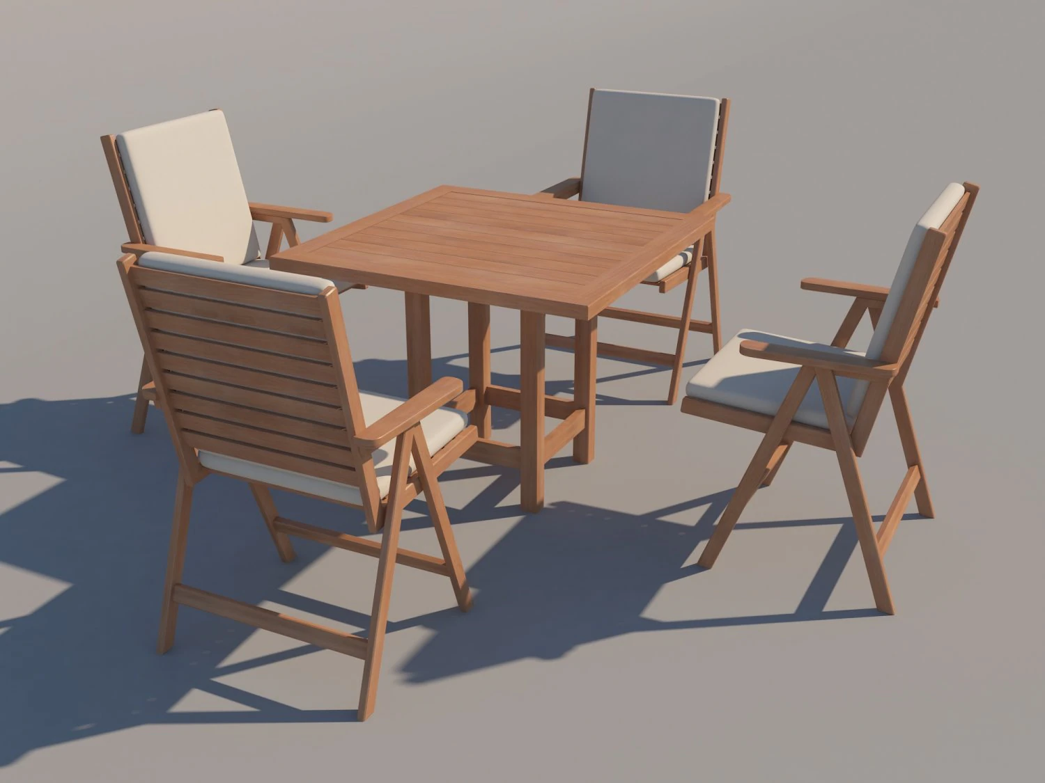 outdoor table and chairs 3D Model .c4d .max .obj .3ds .fbx .stl .blend