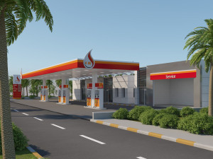 gas station scene 3D मॉडल