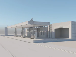 gas station scene 3D Model