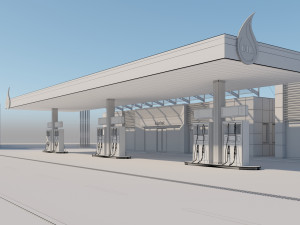 gas station scene 3D मॉडल