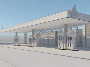 gas station scene 3D Model