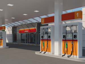 gas station scene 3D मॉडल