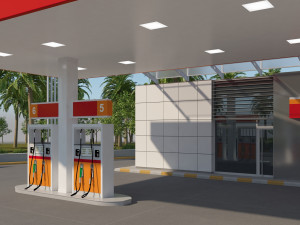 gas station scene 3D मॉडल
