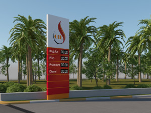 gas station scene 3D मॉडल