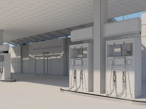 gas station scene 3D Model