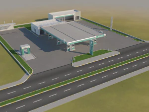 gas station in desert 3D Model