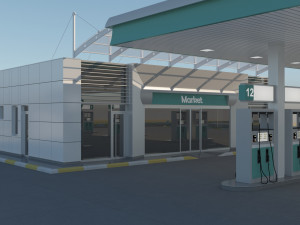 gas station in desert Modelo 3D