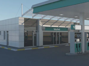 gas station in desert 3D Model