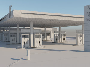 gas station in desert Modelo 3D