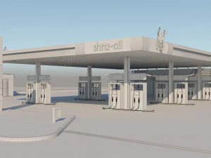 gas station in desert 3D Model