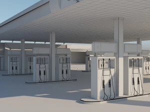 gas station in desert 3D Model