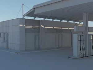 gas station in desert 3D Model