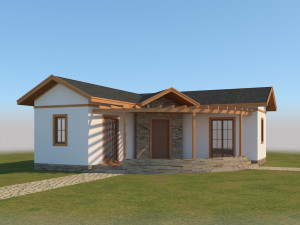 prefabric house with pergola Model 3D