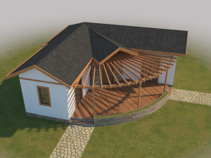 prefabric house with pergola 3D 모델