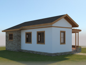prefabric house with pergola Model 3D