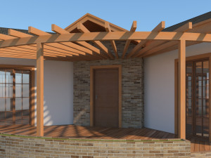 prefabric house with pergola Model 3D