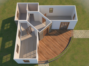 prefabric house with pergola Model 3D