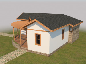 prefabric house with pergola Model 3D