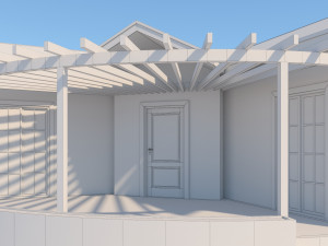 prefabric house with pergola Model 3D