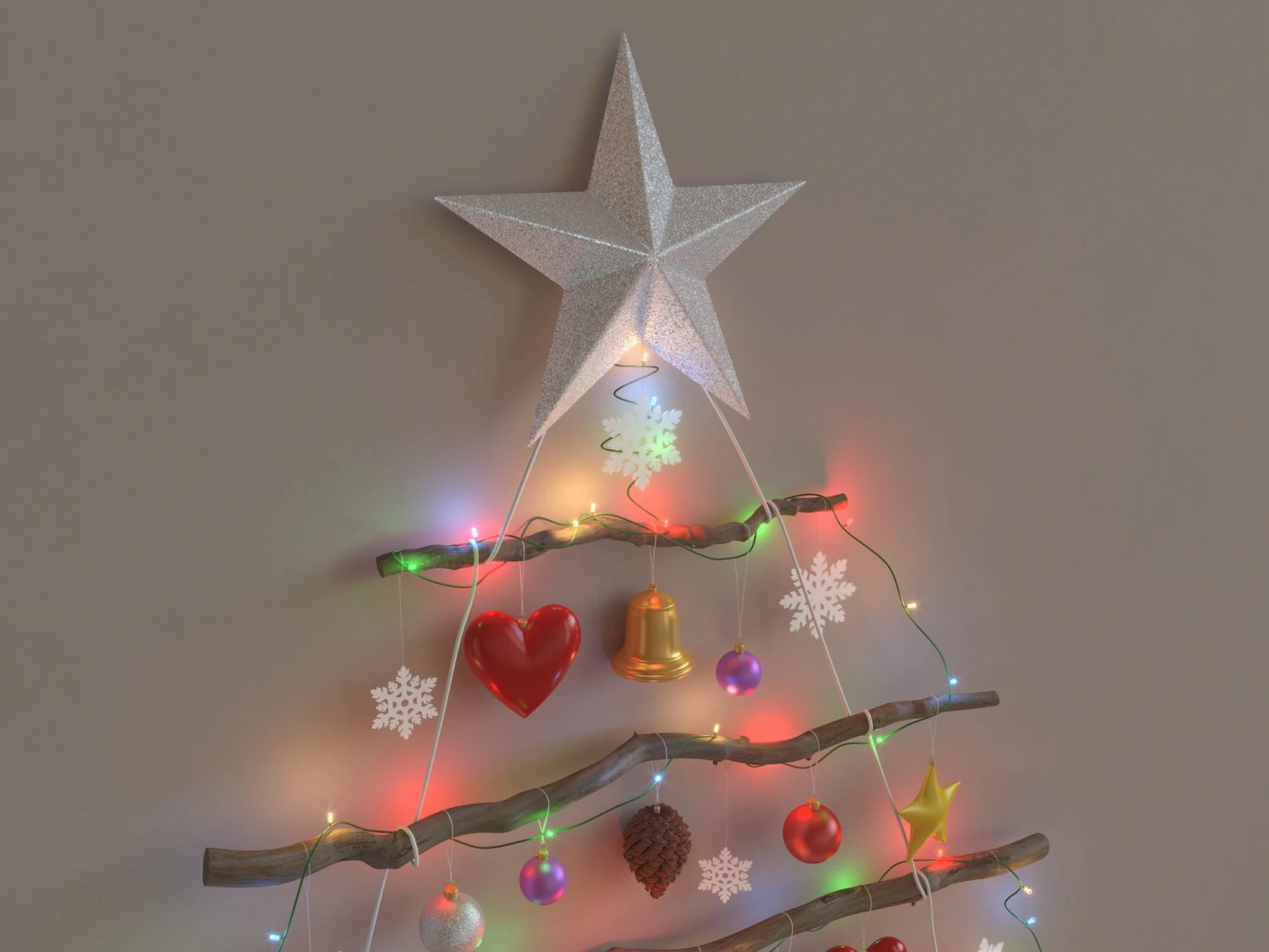 christmas wall tree decor 3D Model .c4d .max .obj .3ds .fbx .stl .blend 