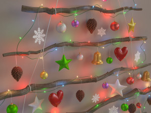 christmas wall tree decor Model 3D