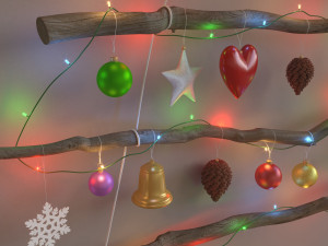 christmas wall tree decor Model 3D