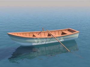 Holzruderboot zum Angeln und Ausflug 3D Modell
