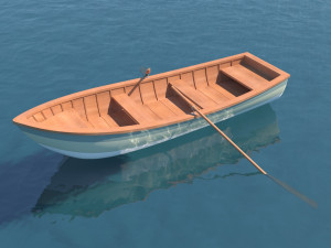 wooden rowboat for fishing and trip 3D-Modell