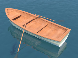 wooden rowboat for fishing and trip 3D-Modell