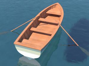 wooden rowboat for fishing and trip 3D-Modell
