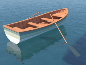 wooden rowboat for fishing and trip 3D-Modell