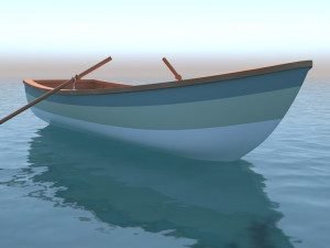 wooden rowboat for fishing and trip 3D-Modell