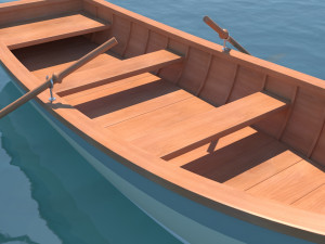 wooden rowboat for fishing and trip 3D-Modell