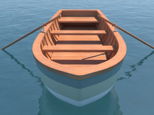 wooden rowboat for fishing and trip 3D-Modell