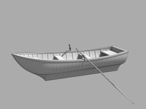 wooden rowboat for fishing and trip 3D-Modell
