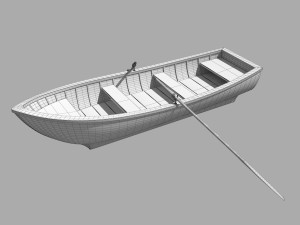 wooden rowboat for fishing and trip 3D-Modell