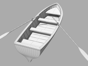 wooden rowboat for fishing and trip 3D-Modell