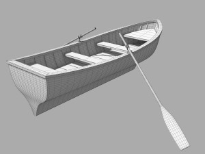 wooden rowboat for fishing and trip 3D-Modell