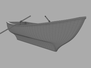 wooden rowboat for fishing and trip 3D-Modell