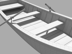 wooden rowboat for fishing and trip 3D-Modell