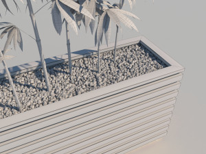 wooden planter box with bamboos and pebbles Modèle 3D