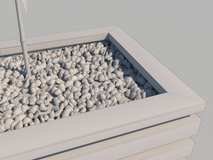 wooden planter box with bamboos and pebbles Modèle 3D