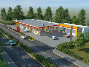 cena do posto de gasolina dia e noite Modelo 3D