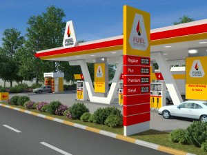 gas station scene day and night 3D Model