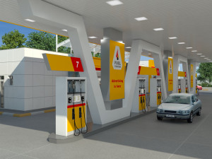 gas station scene day and night 3D Model