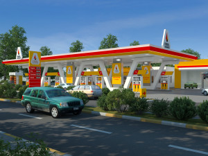 gas station scene day and night 3D Model