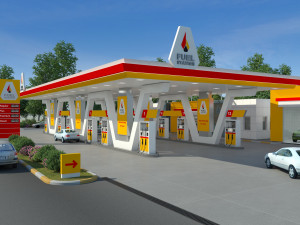 gas station scene day and night 3D Model